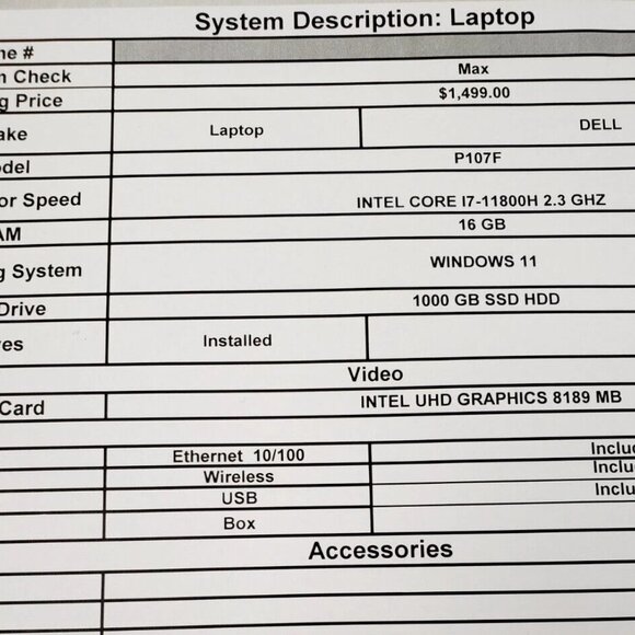 (39317-1) Dell P1071 Laptop - Picture 10 of 10
